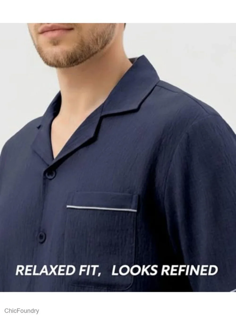 Men's Lightweight Summer Pajama Set Short Sleeve Lounge Set with Pockets